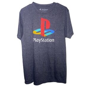 NWOT. PlayStation Logo Mens Medium Gray Short Sleeve Gamer T-Shirt‎